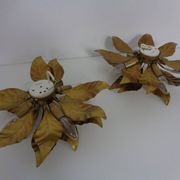 Golden Flower Shape Flushmounts by Hans Kögl, 1970s, Set of 2