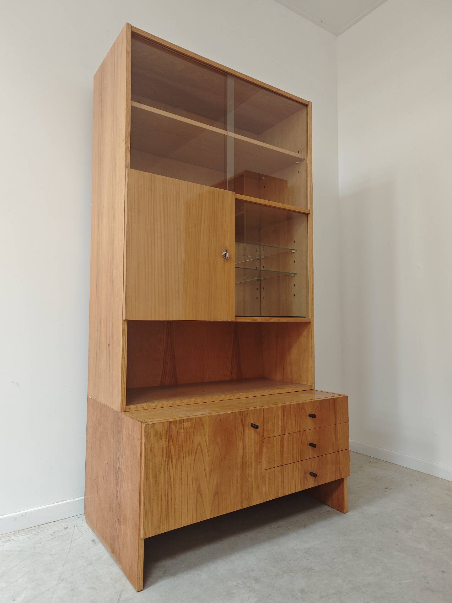 Tall two-body cupboard by Drevotex Zamberk 1977
