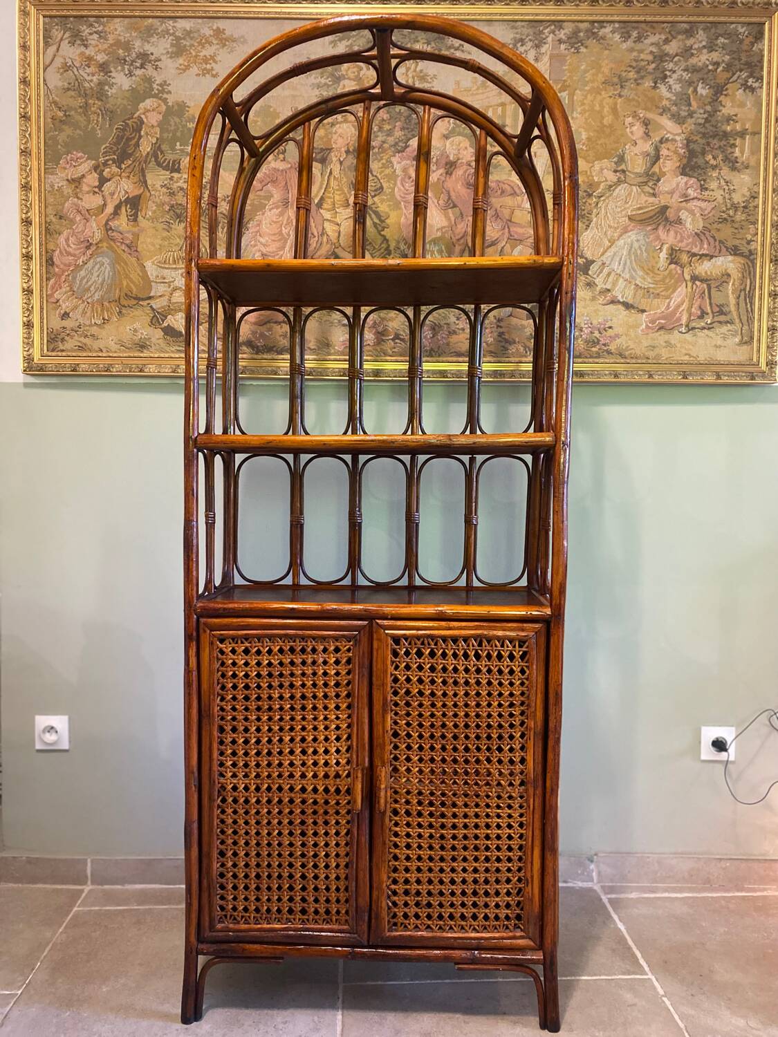 Vintage rattan shelf