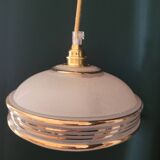 Frosted glass saucer lamp with golden edges
