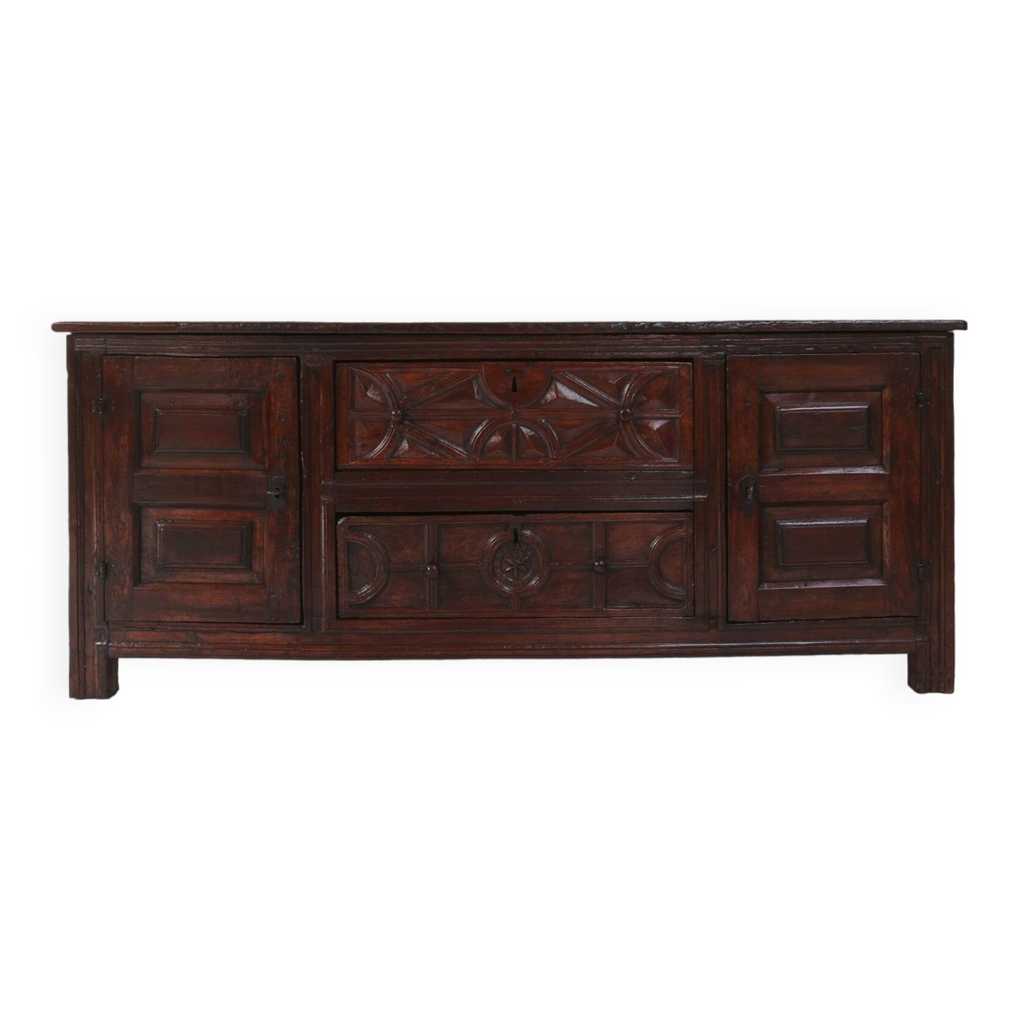 Buffet géométrique français unique du 16ème siècle en chêne