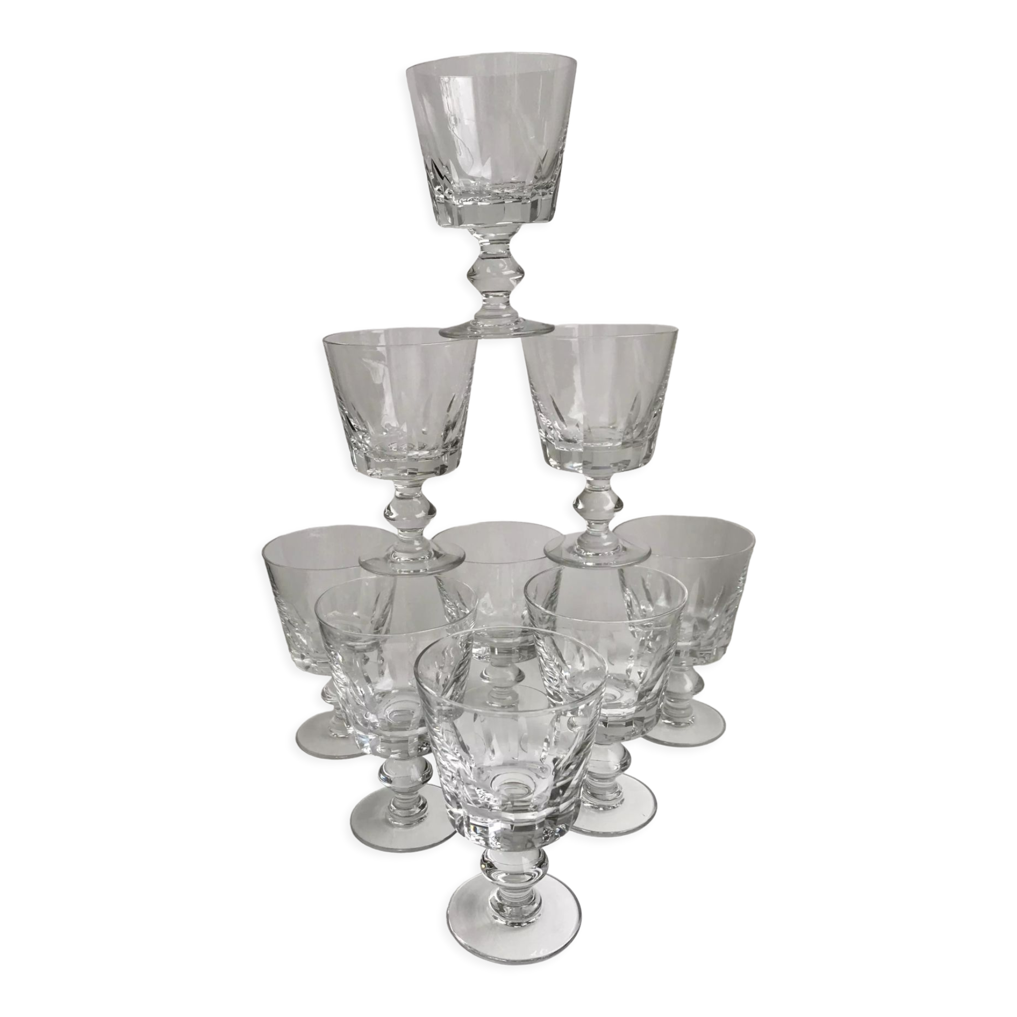 Lot de 9 verres à vin en cristal début XXème