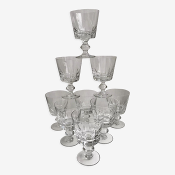 Lot de 9 verres à vin en cristal début XXème