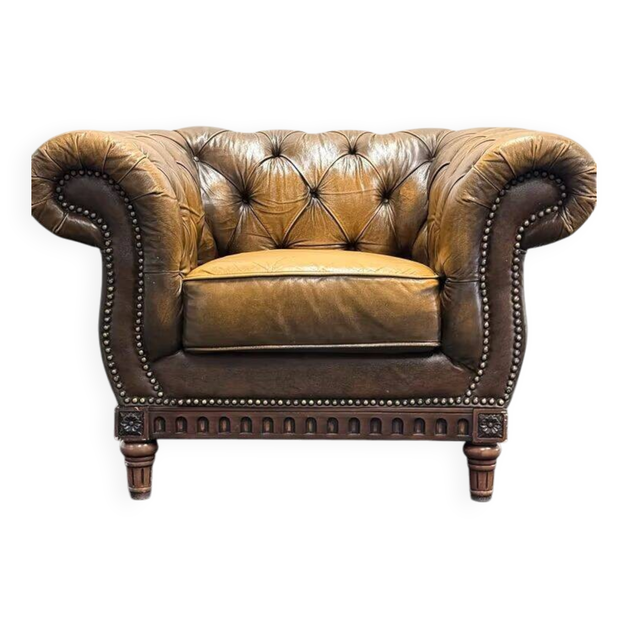 Brown Leather Vintage Chesterfield armchair