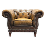 Brown Leather Vintage Chesterfield armchair