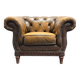 Fauteuil Chesterfield vintage en cuir marron