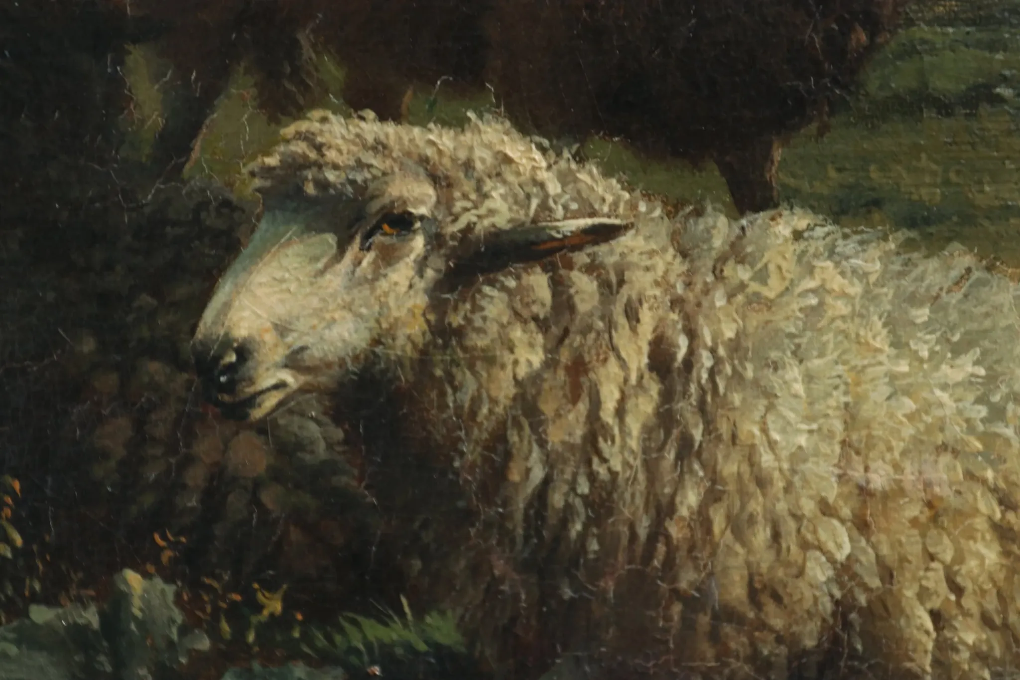 Frans Lebret – Evening landscape with resting sheep – circa 1875