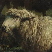 Frans Lebret – Evening landscape with resting sheep – circa 1875