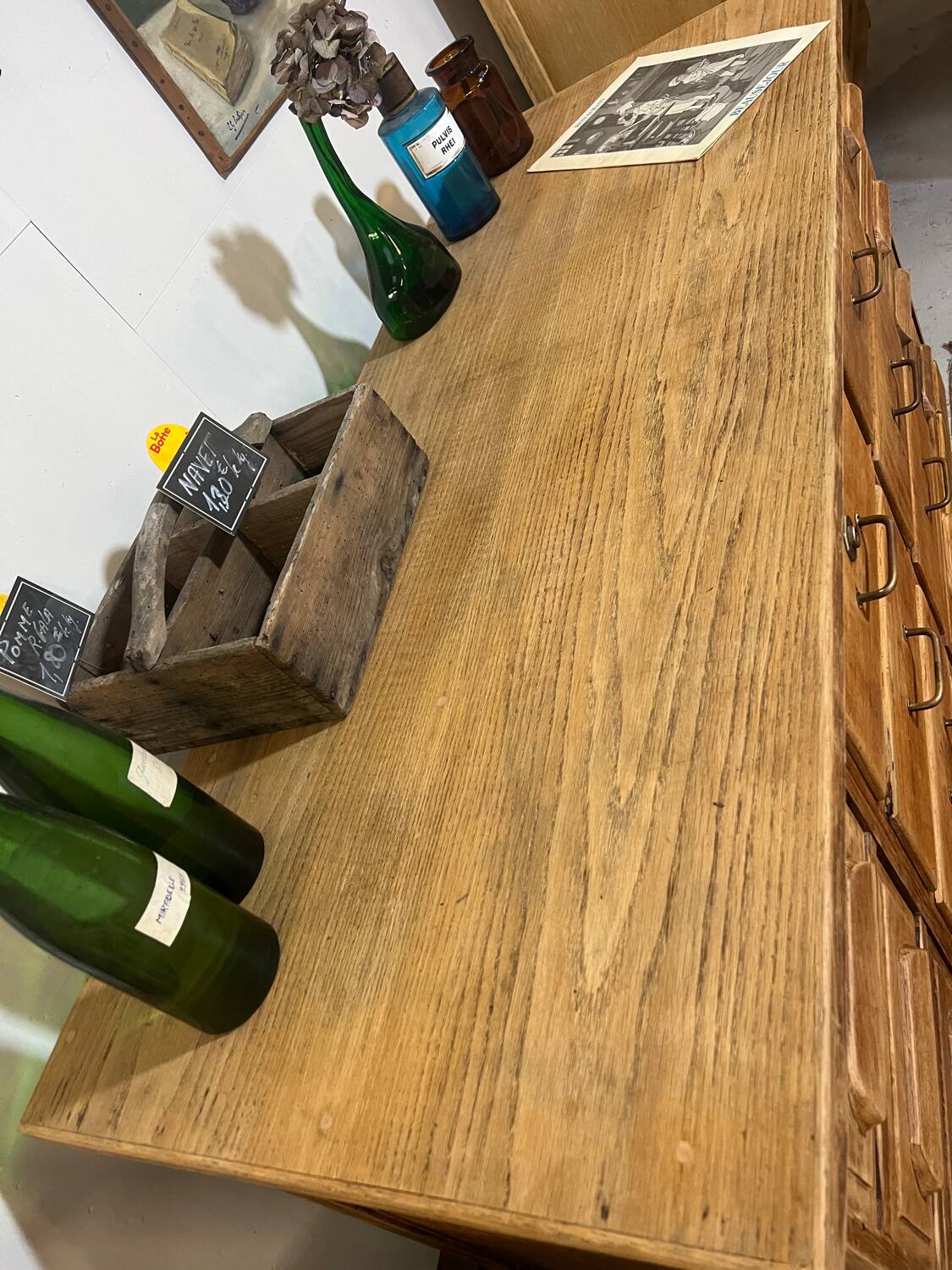 Old oak workshop drawer unit