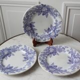 Set of 3 dessert plates Terre de Fer U&C Sarreguemines model "Rubia" late nineteenth