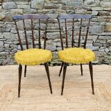 Paire de chaises moumoute jaune