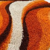 Large Psychedelic "WAVE"High Pile Rug by Prinstapijt Desso, Netherlands 1970s