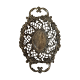 Beautiful silver metal basket with rose decoration