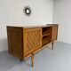 Antique French vintage 50s design wooden and rattan sideboard