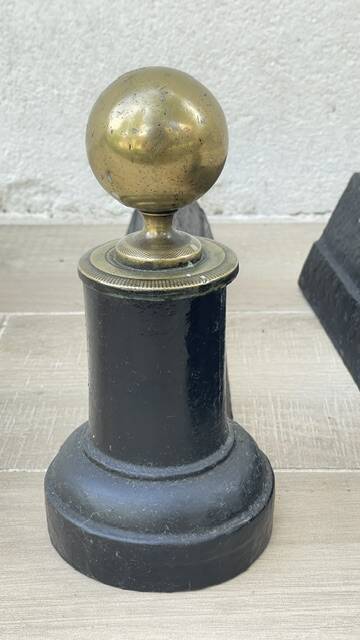 Chenets neoclassical cast iron and brass