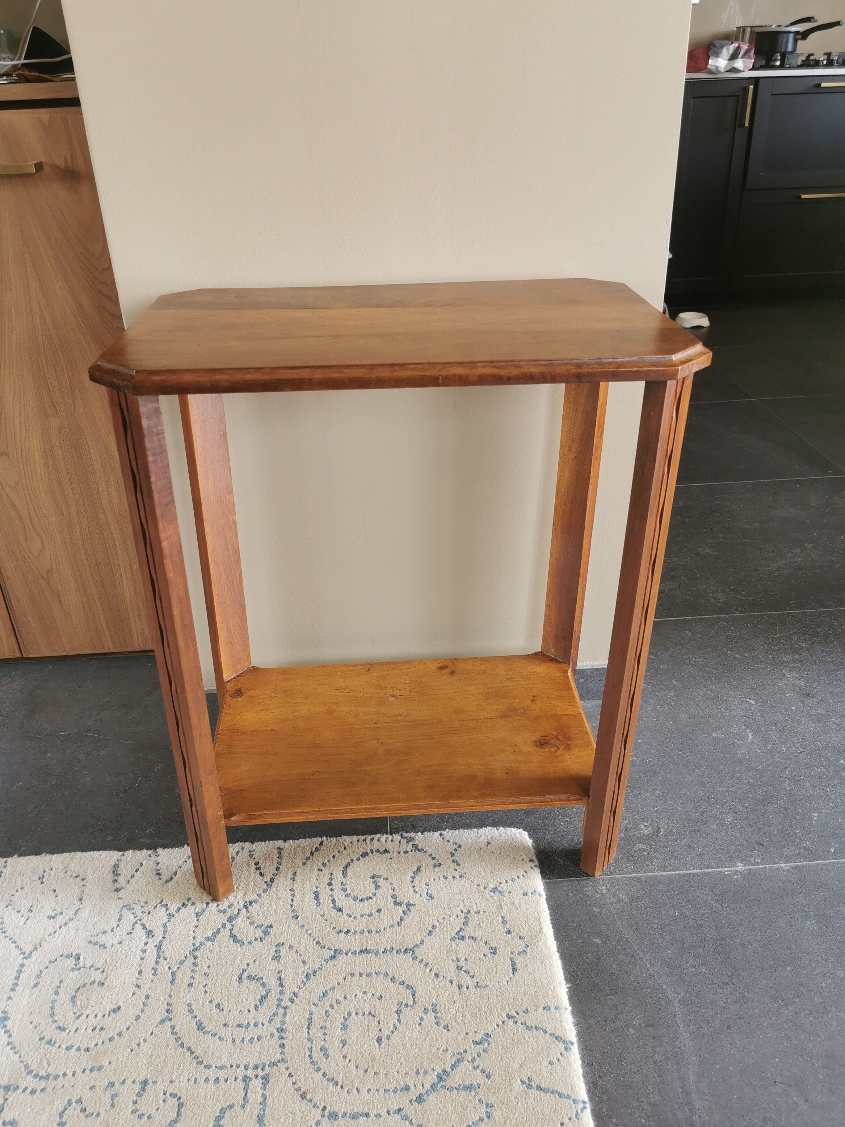 Art Deco solid walnut selette
