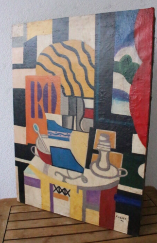 Tableau huile sur toile Fernand Léger cubistes peintre français vieux