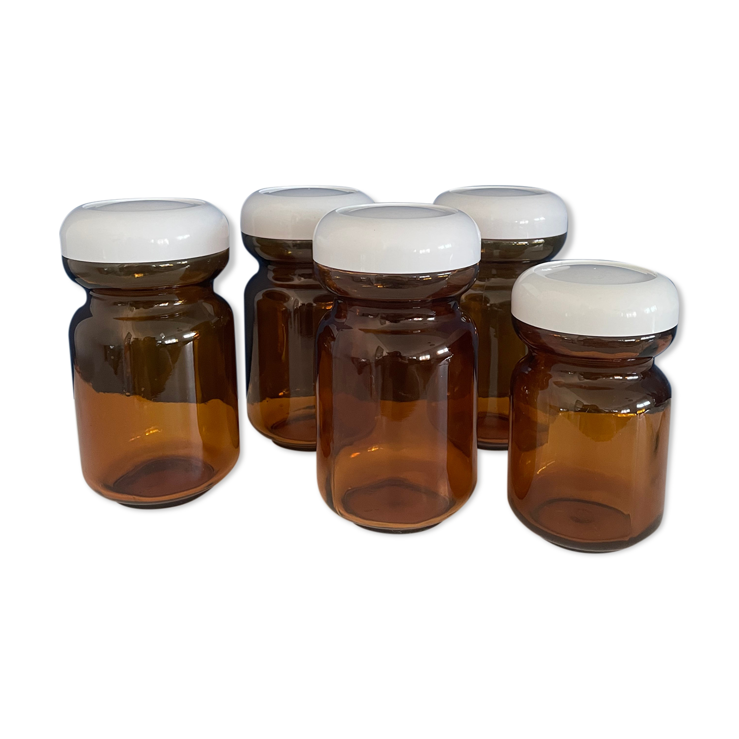 Lot de 5 bocaux / bocal / pot verre vintage