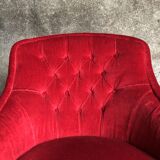 Fauteuil crapaud en velours rouge
