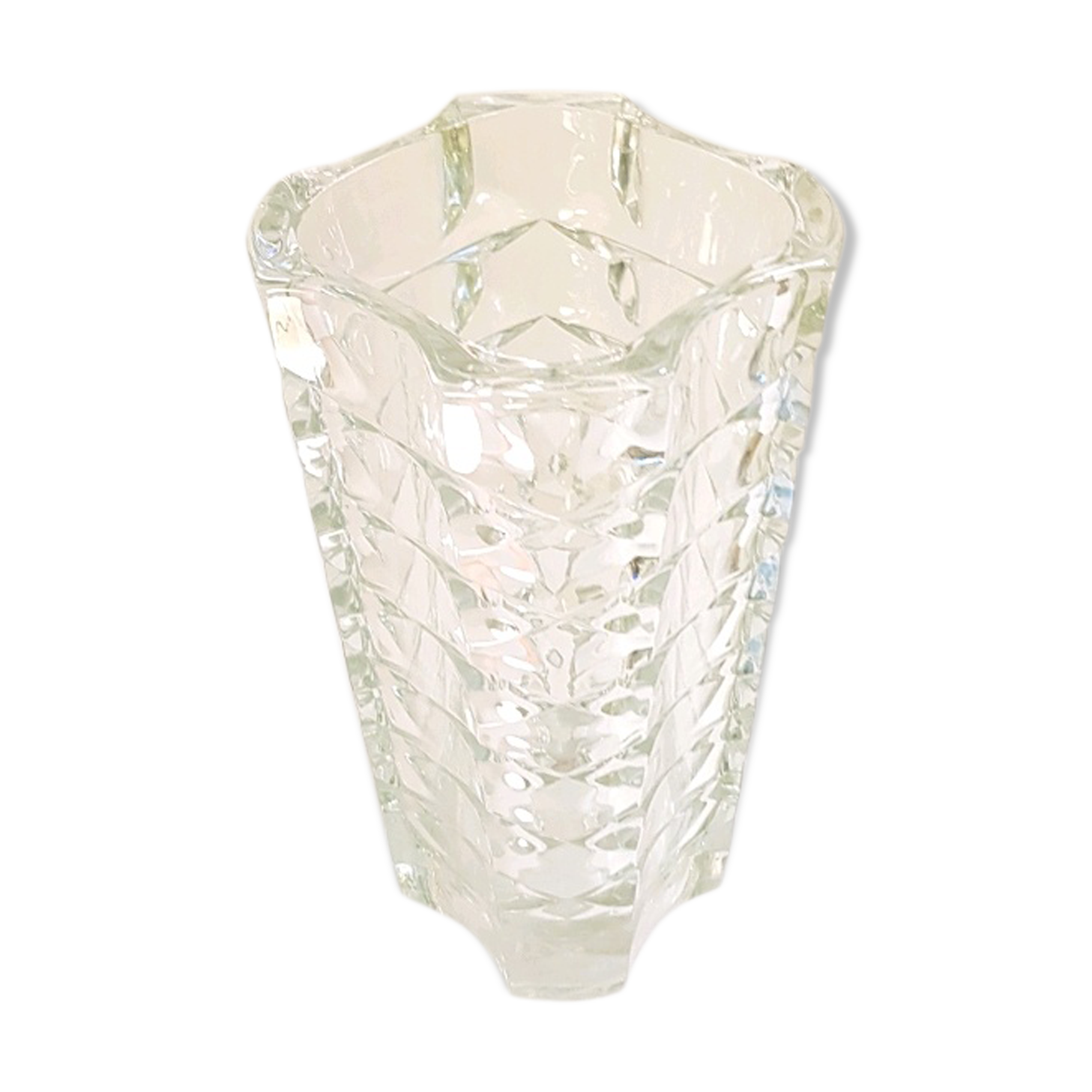 70's chiseled glass vase