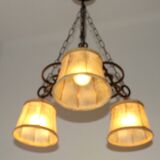Rustique français vintage noir fer forgé 3 lumières lustre nuances de peau 4526