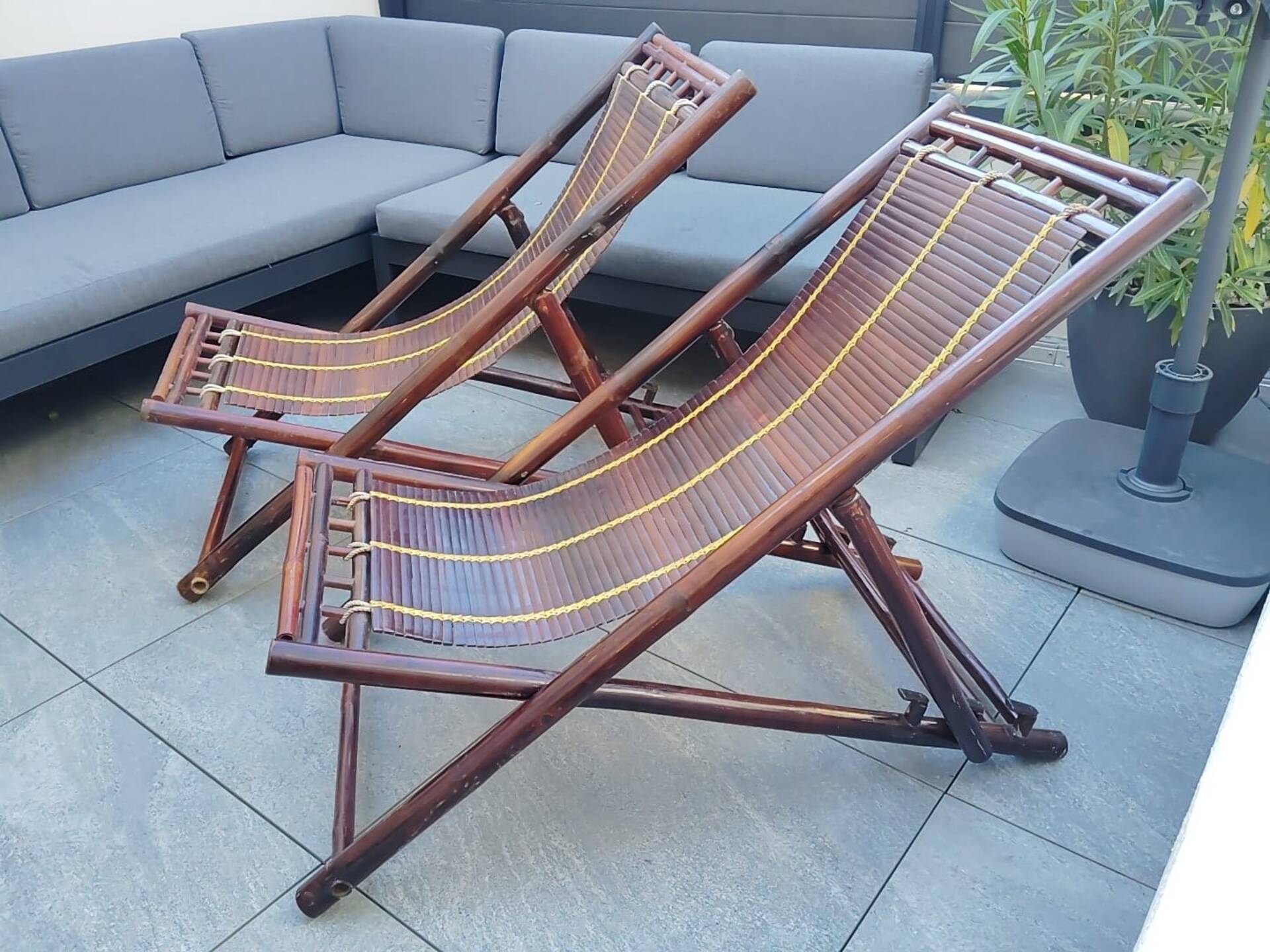 Pair of bamboo flip-flops