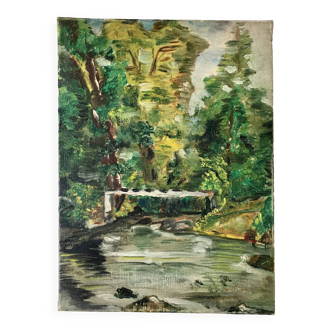 oil painting on canvas vintage river
