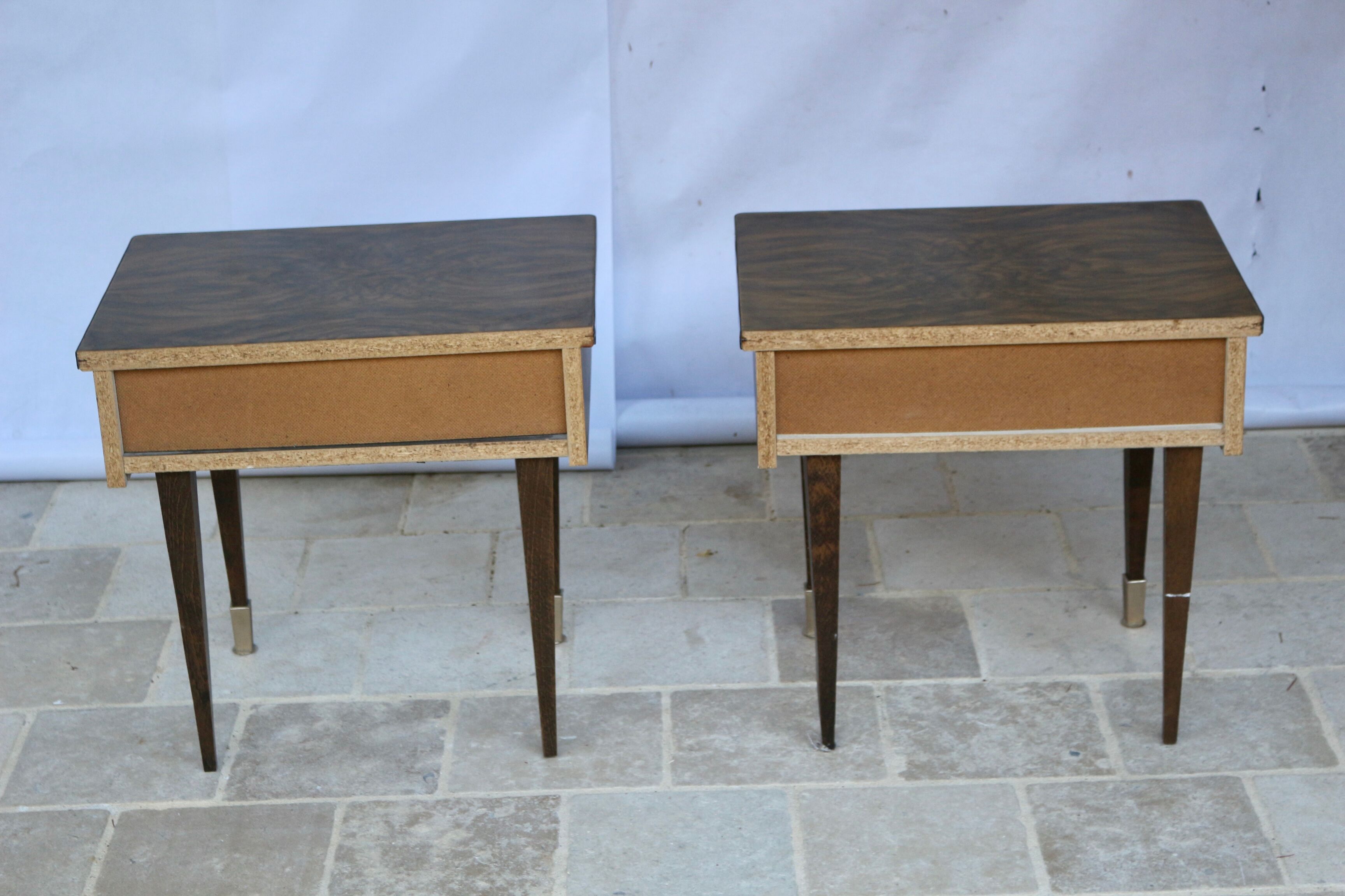 Pair of bedside table varnished wood 60s