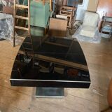 Black art deco extendable dining table made in 1930s czechia