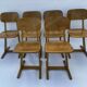 Suite of 6 chairs foot compass 1960 beautiful blond patina