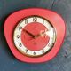 Vintage formica clock silent trapezoid wall clock "SMI red"