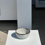 Small white glazed ceramic bowl black edges