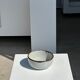 Small white glazed ceramic bowl black edges