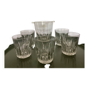 Original clear glass ice bucket with 5 glasses