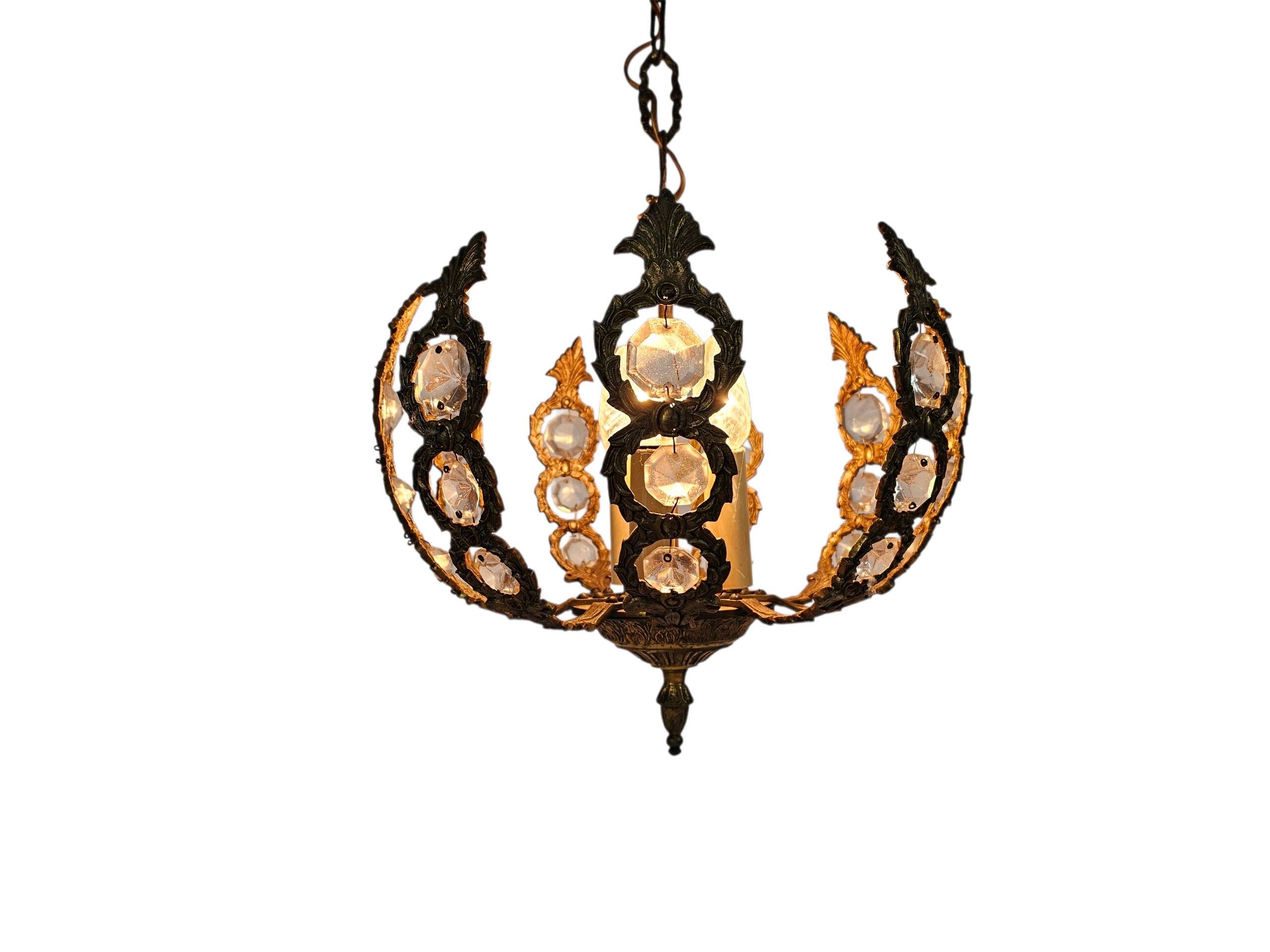 Palwa Palma & Walter style - Hollywood Regency style - brass - facet-cut gl