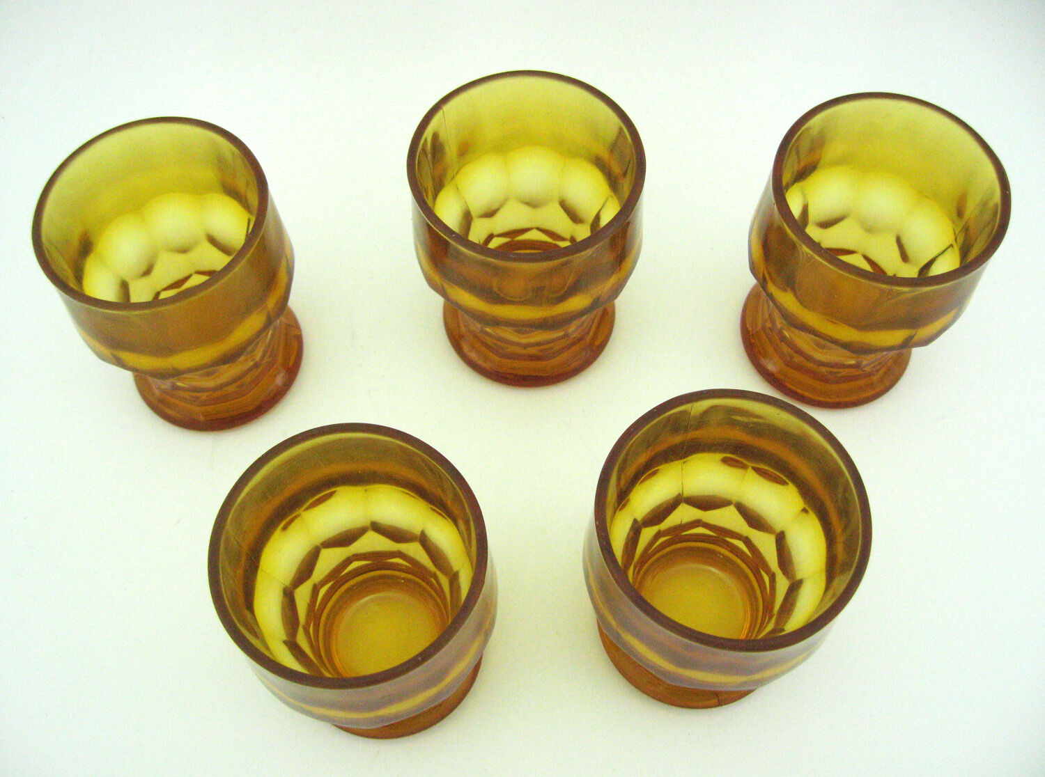 5 water cups in amber glass - Made in Italy - vintage 70s