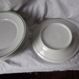 Lot of 6 white and green plates