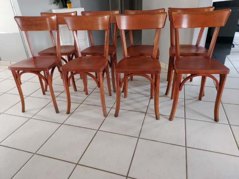 Series of 8 Baumann bistro chairs