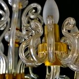 Lustre en verre Murano et structure or 1980