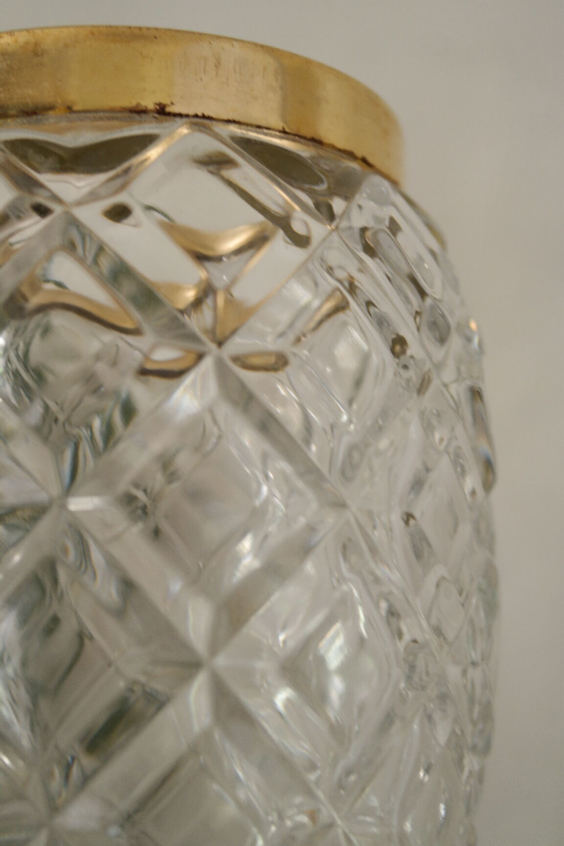 Fontaine à absinthe cristal taillé métal doré 1960