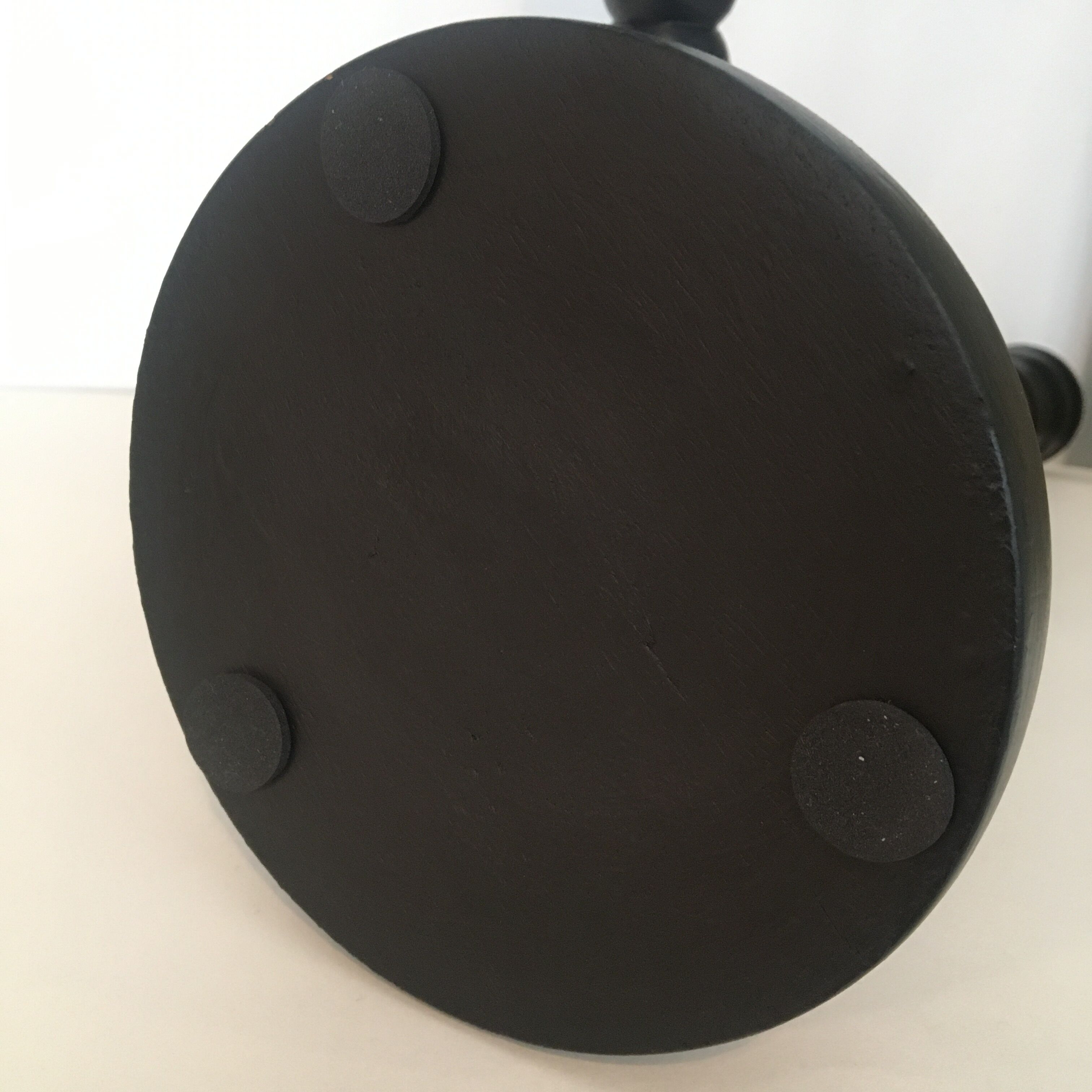 Pair black wood candle holders H52cm