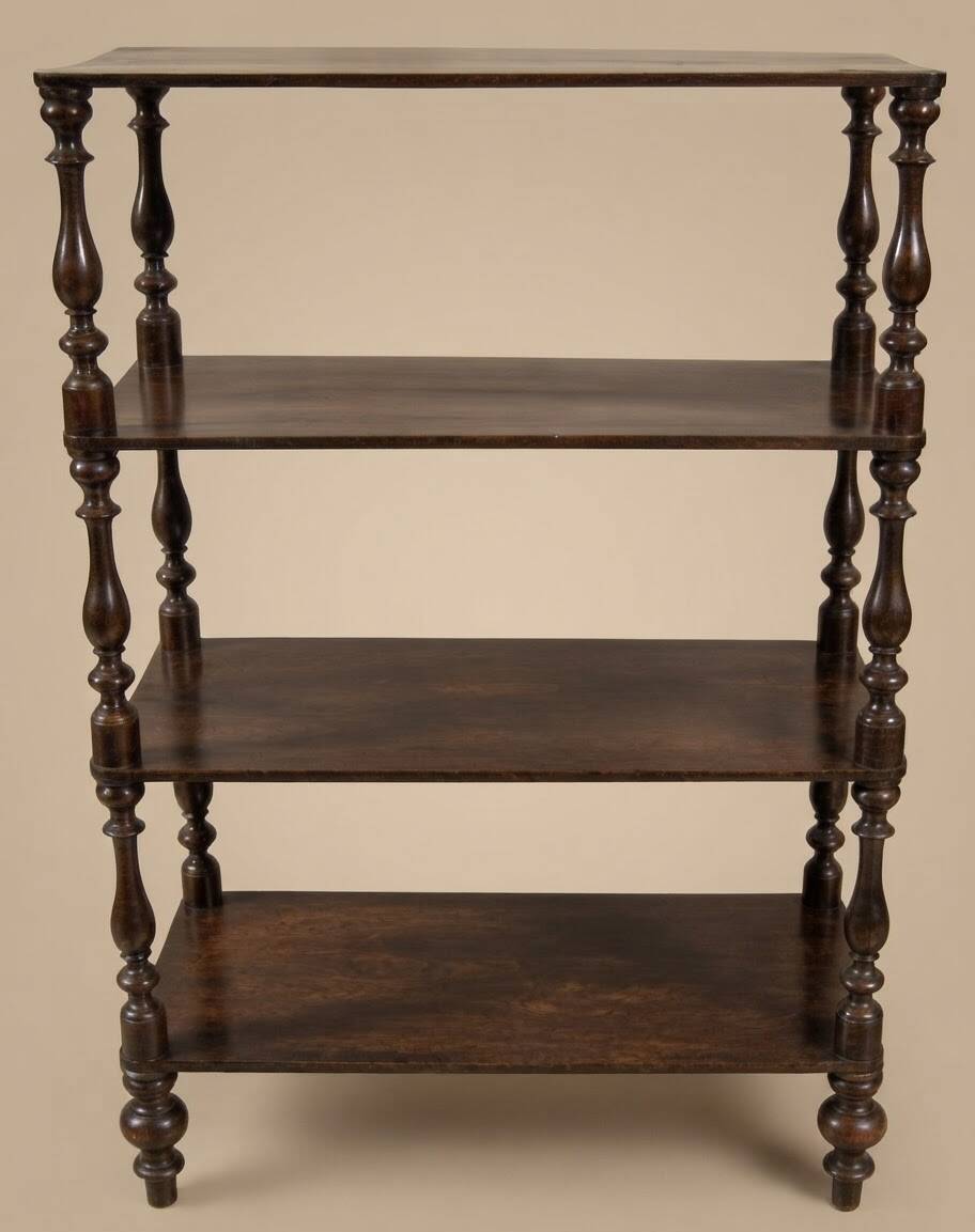 Antique turned walnut shelf