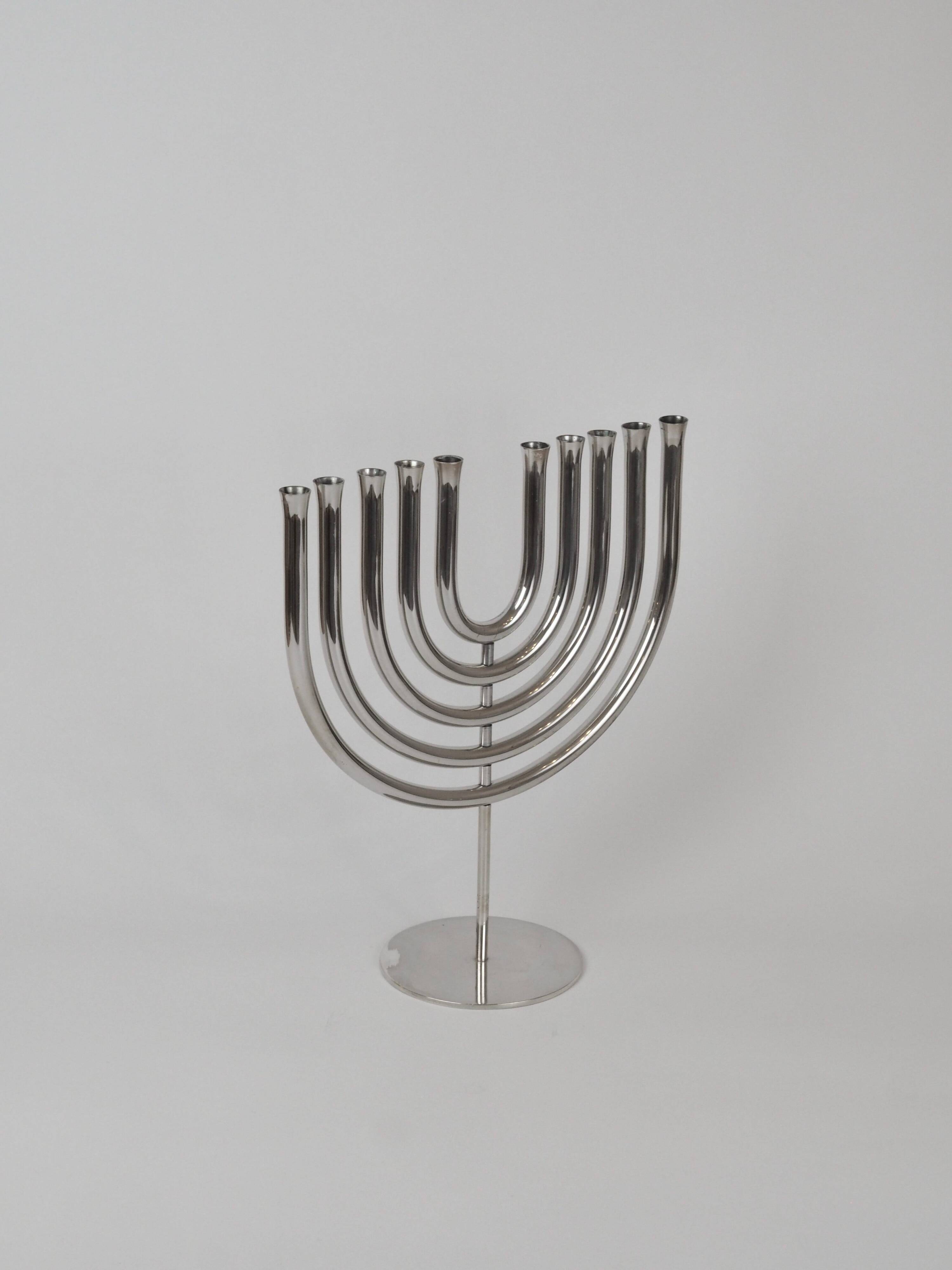 Chandelier cinétique moderniste du milieu du siècle, plaqué argent, à 10 lumières, Berndorf, années 1960
