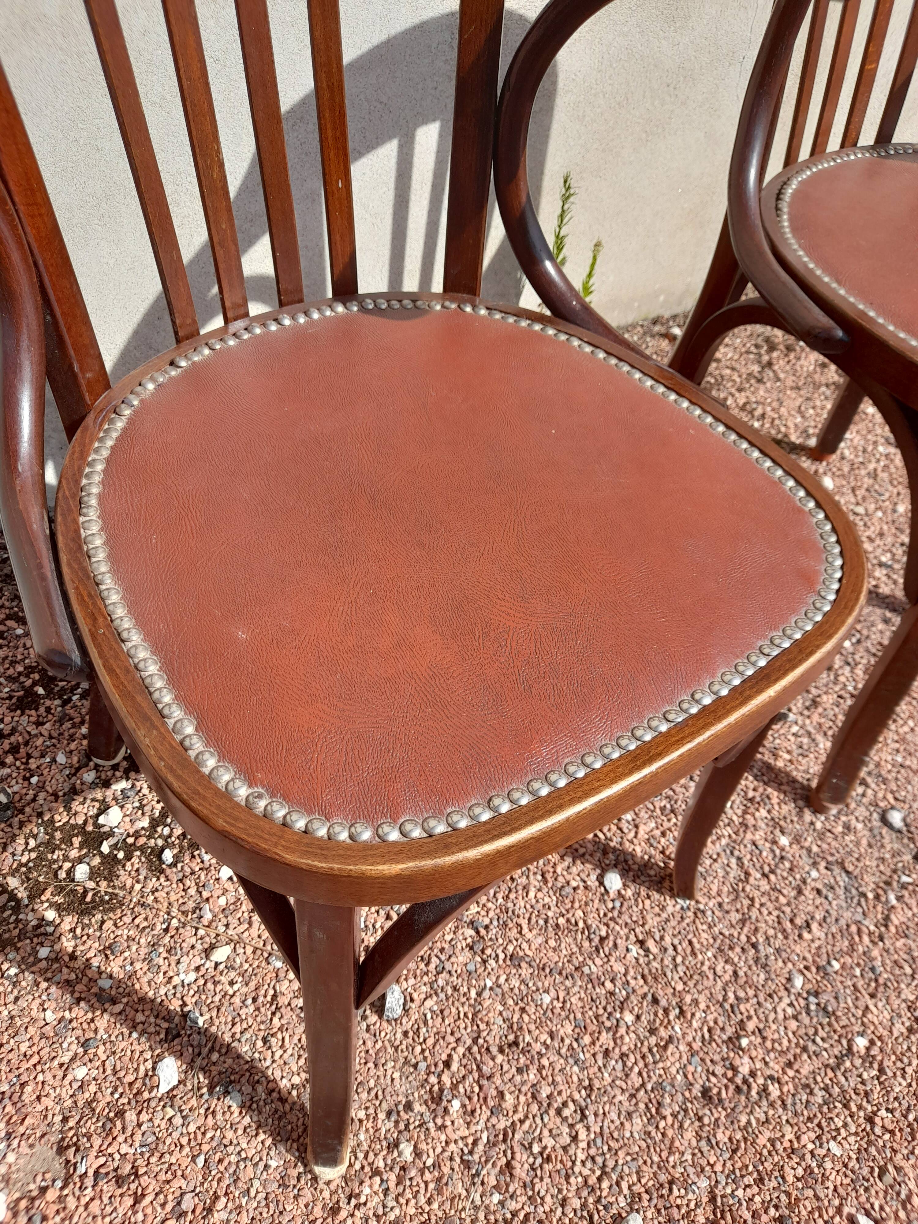 Pair of bistro armchairs signed Baumann 1930