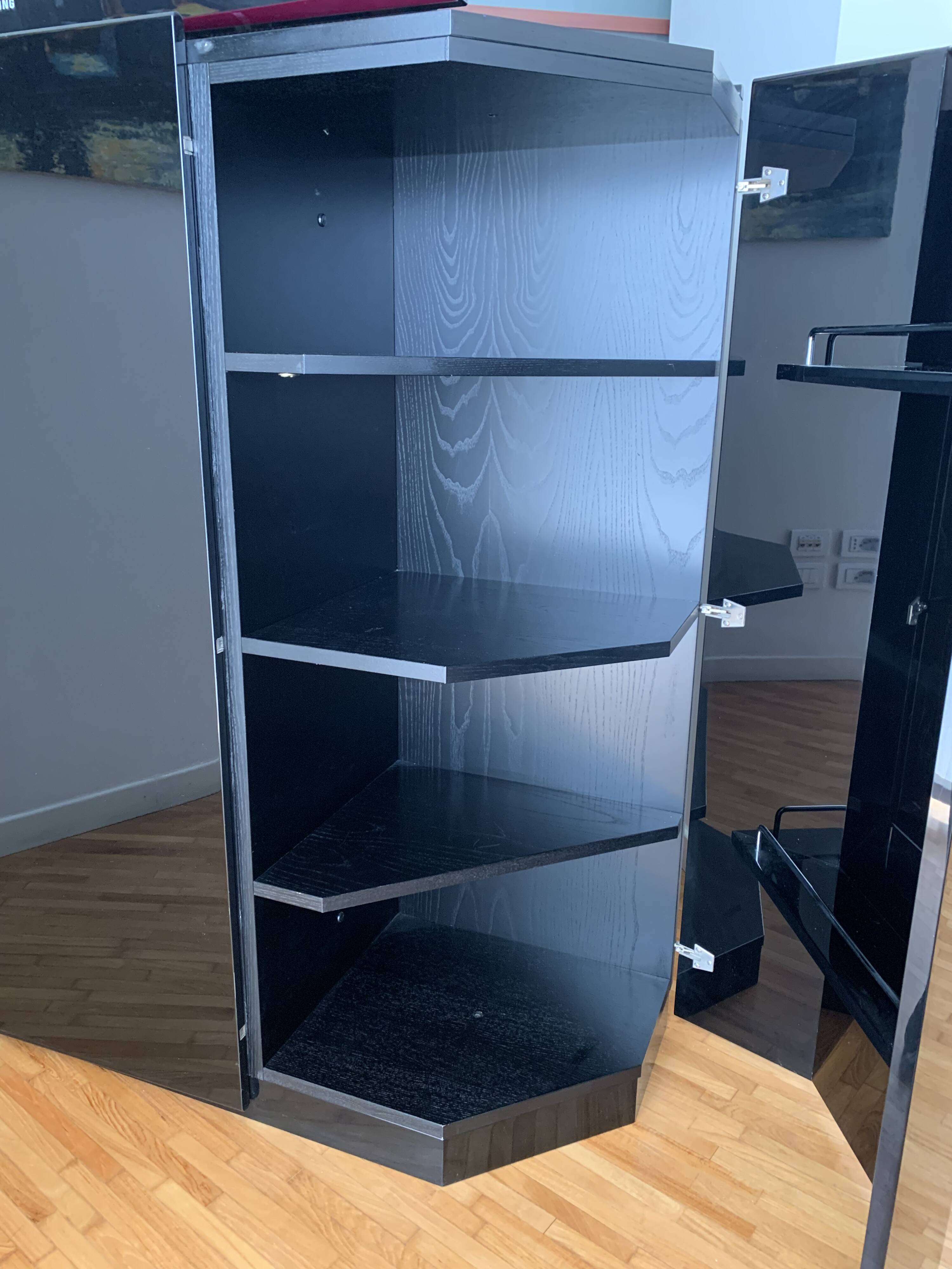 Black lacquered cabinet by Kazuhide Takahama for Cassina, 1980