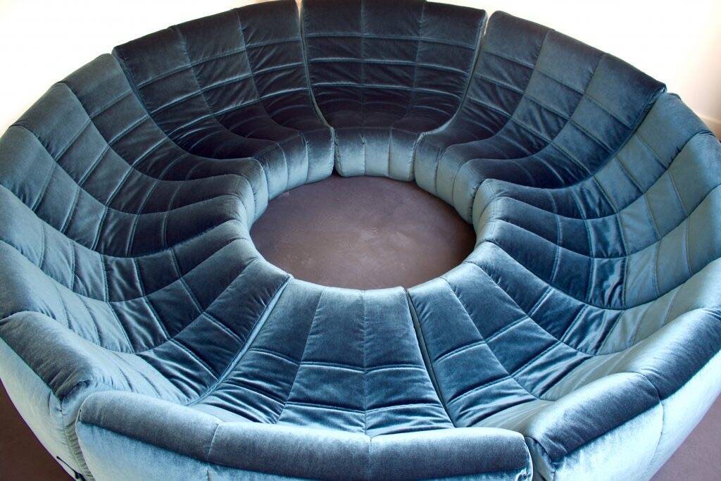 Rare and Exceptional 'Gilda' Circle Sofa in Velvet by Michel Ducaroy, 1972