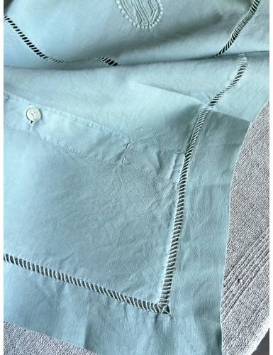 Antique Pure Yarn Dyed Linen Pillowcase in Lagoon Green