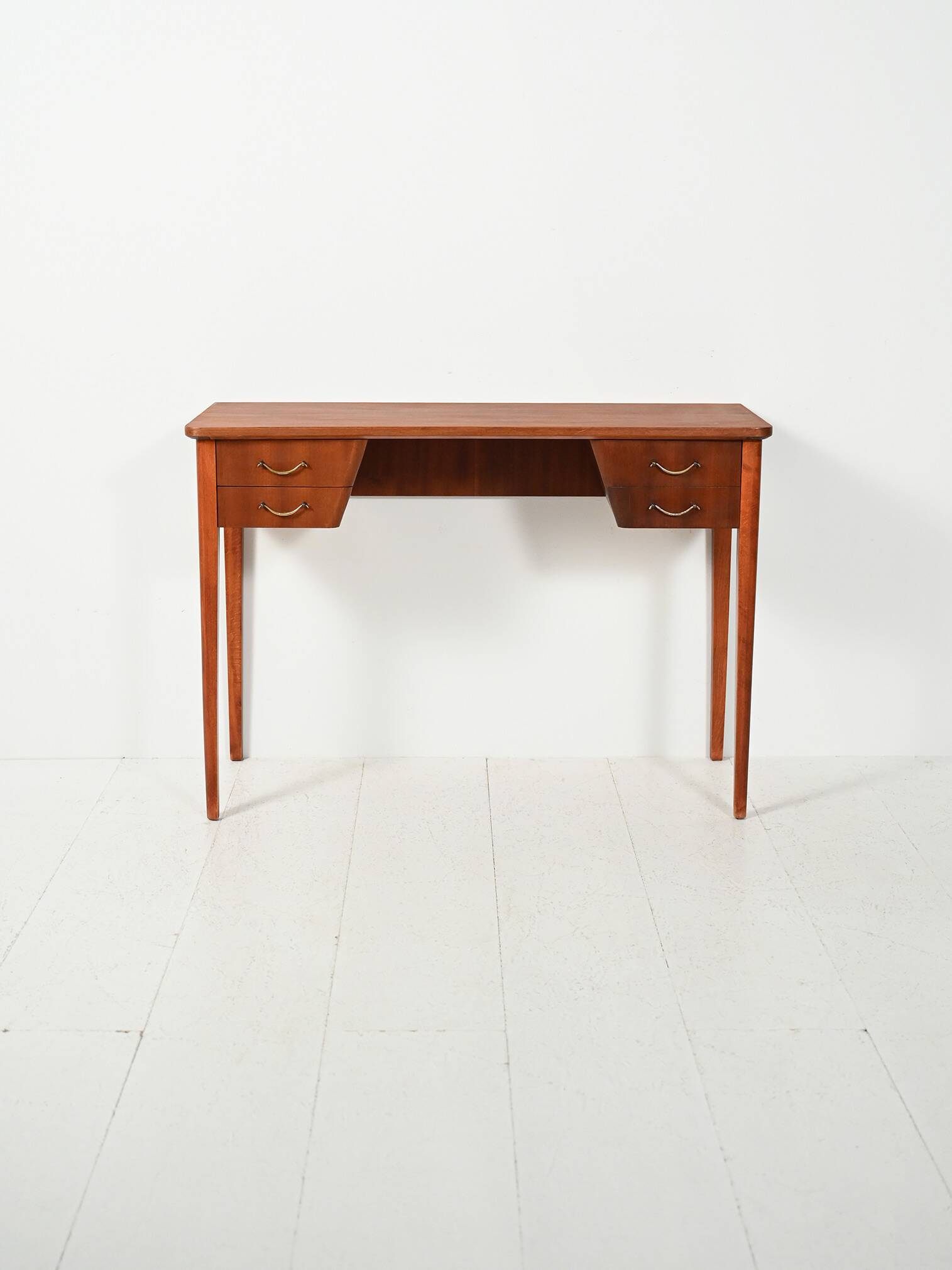 Scandinavian mahogany desk with brass handles