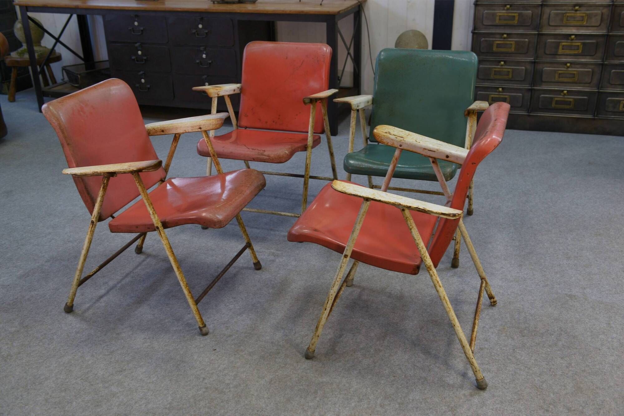 Folding chairs by Russel Wright for Samsonite Chairs 1960s
