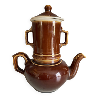 Brown ceramic teapot